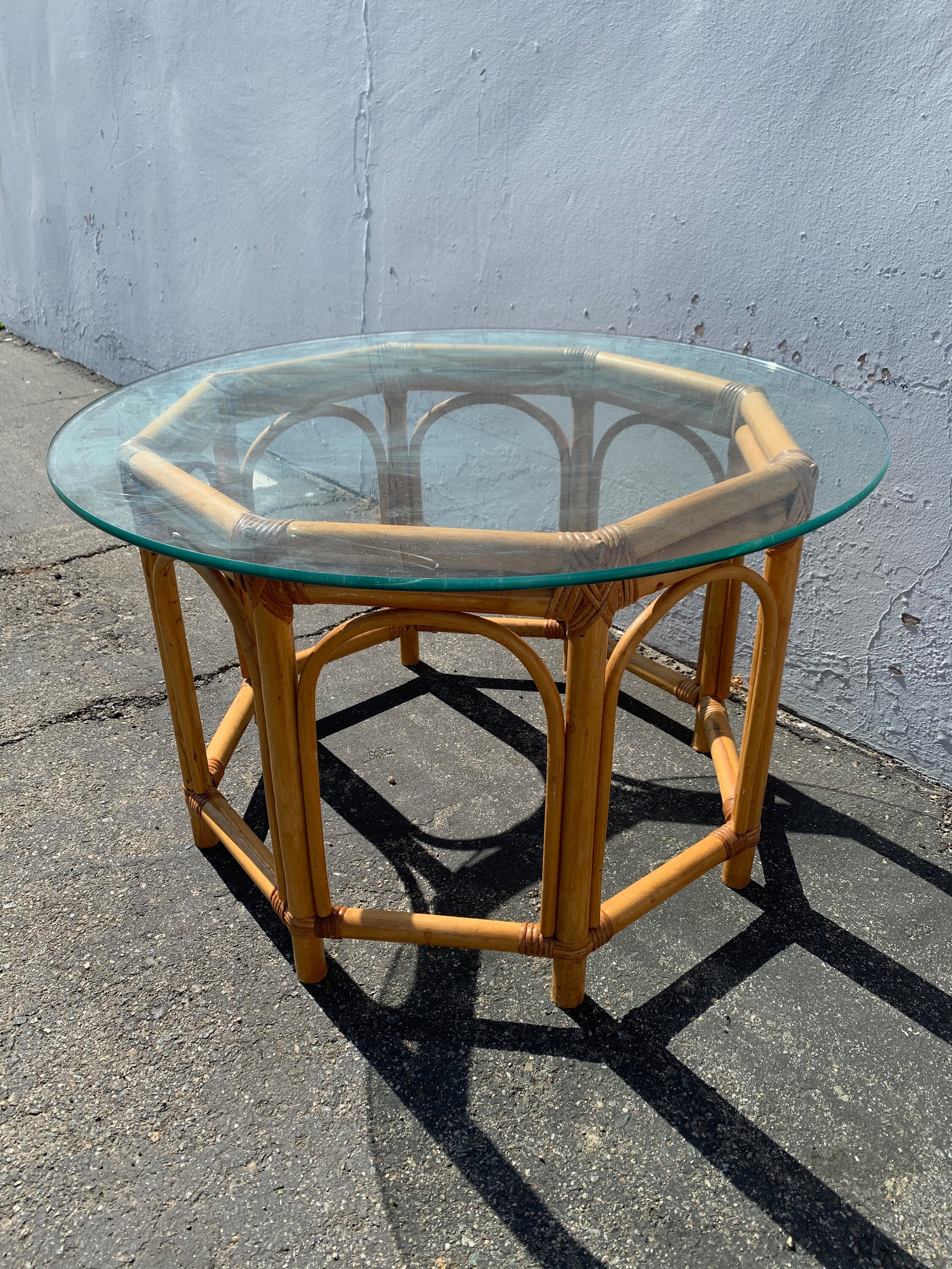 Boho Rattan Coffee Side Table Bohemian Chic Style Accent Stand