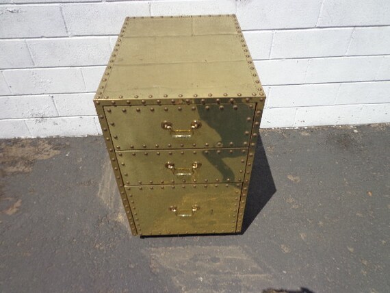 Sarried Chest Brass Gold Colored Trunk Storage Locker Regency Etsy