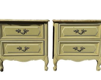 Vintage French Provincial Nightstands: Pair of Bedside Tables CUSTOM PAINT Available