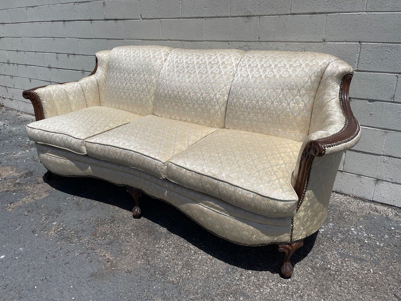 Antique Sofa Couch Loveseat Bench Settee French Provincial Boudoir Vintage Regency Entry Way Chippendale Sofa Shabby Chic Victorian Seating image 9