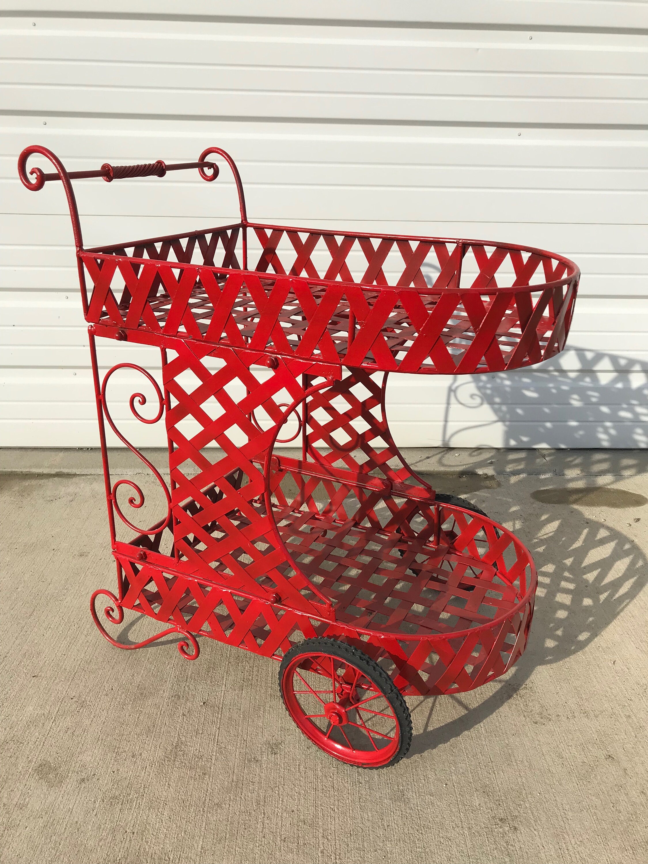 outdoor tea carts with wheels on Tea Cart Patio Set Bar Party Decor Outdoor Pool Furniture Lounge Mid Century Modern Wrought Balcony Garden Antique Planter Red Shabby Chic