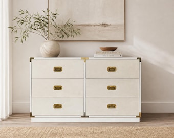 Vintage Campaign Style 6 Drawer Dresser - CUSTOM PAINT AVAILABLE