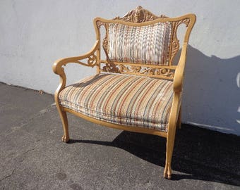 Bench Settee Loveseat French Provincial Boudoir Vanity Bed Vintage Hollywood Regency Entry Chippendale Sofa Shabby Chic Victorian Seating