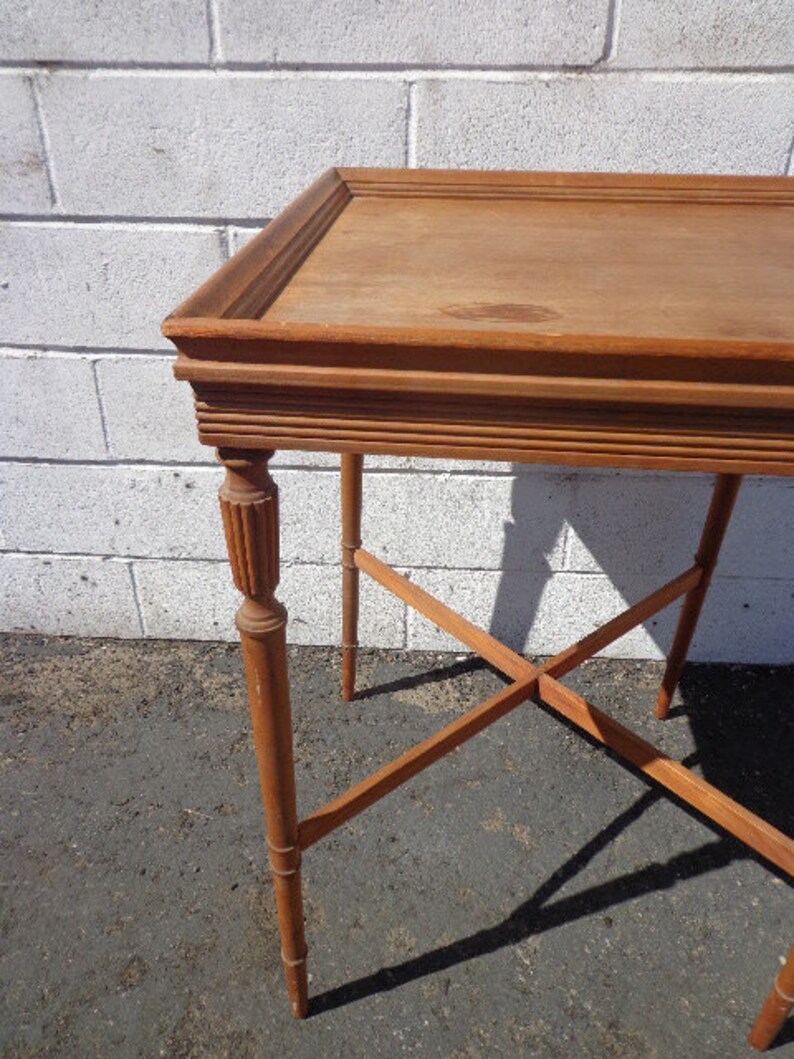 Antique Wood Table Traditional Fluted Nightstand Accent Side Etsy