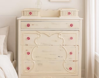 Antique Chest of Drawers | Shabby Chic Tall Dresser CUSTOM PAINT AVAILABLE