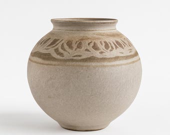 Mid Century Modern Flower Vase Pottery Ceramic Hand Painted Minimalist Bohemian Boho Chic Decor Mod Vintage Retro Serving MCM Display