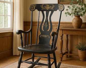 Antique Rocking Chair Hitchcock Rocker Armchair Traditional Colonial Shabby Chic Country Wood Nursery Room Furniture CUSTOM PAINT Avail