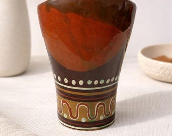 Vintage Studio Pottery Sculptural Vase | Mid-Century Modern | Earth-Tone Glaze