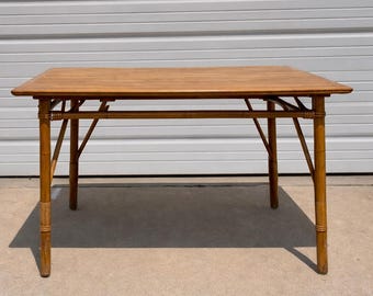 Vintage Rattan Bamboo Dining Table | Kitchen Dinette- TABLE ONLY