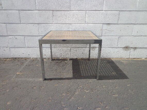 Milo Baughman Chrome Cane Table Dia Accent Side End Coffee Etsy