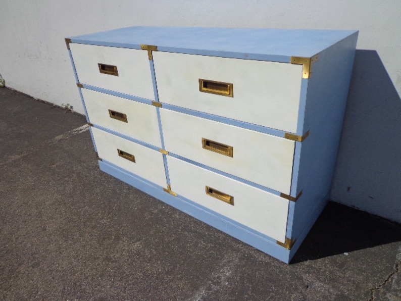 Campaign Dresser Chest Vintage Mid Century MCM Bureau Buffet Media Console Chinoiserie Chest of Drawers Asian Chinese CUSTOM PAINT Avail image 6