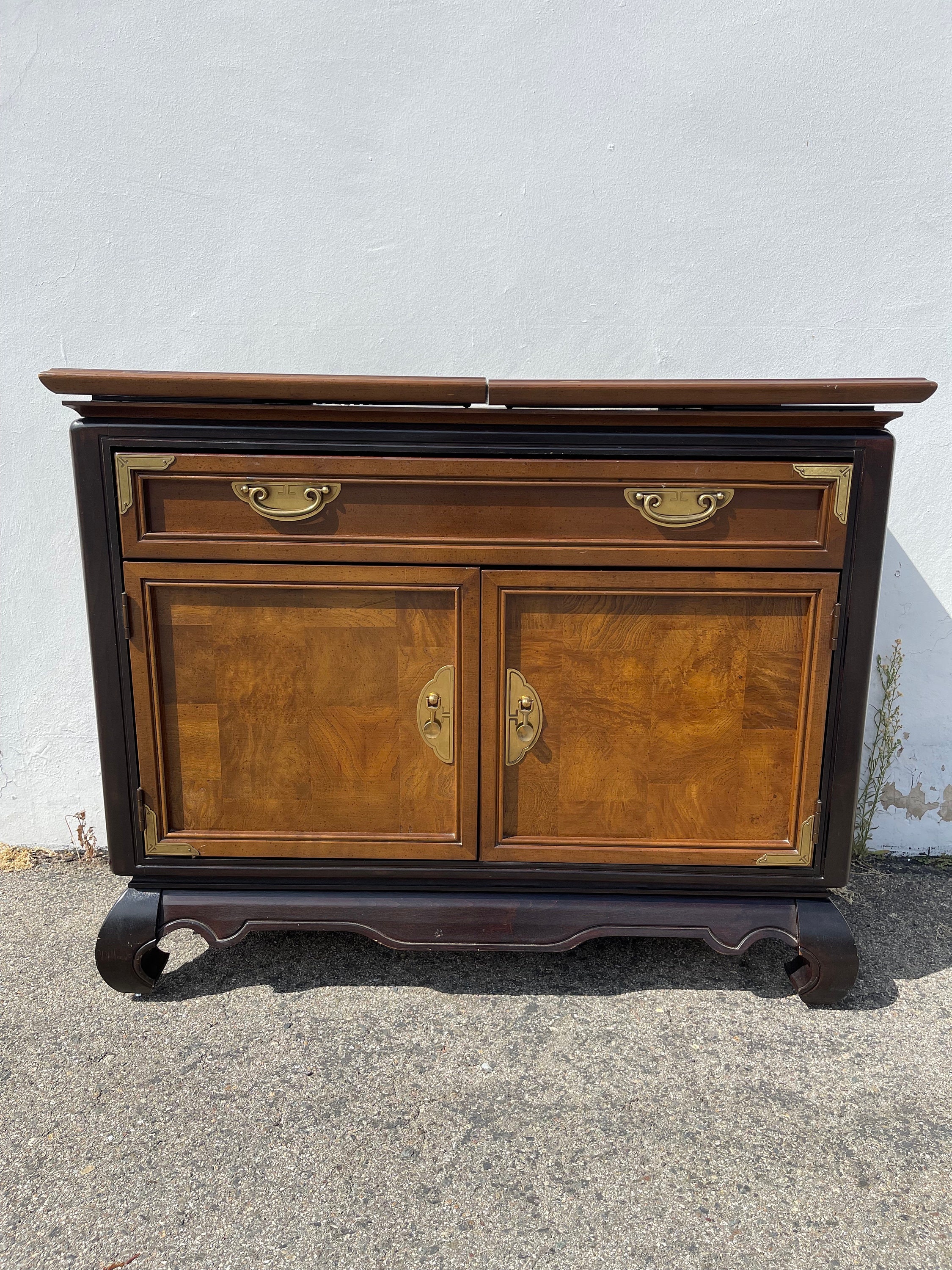 Vintage Burl Cabinet Broyhill Ming Dynasty Premier Collection