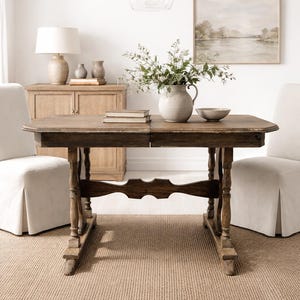 Antique Wood Dining Table | Hidden Butterfly Leaf - CUSTOM PAINT Available