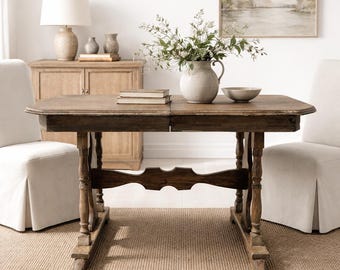 Antique Wood Dining Table | Hidden Butterfly Leaf - CUSTOM PAINT Available