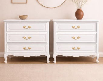 Refinished to Order - Vintage French Provincial Nightstands – Henry Link 3-Drawer Chests