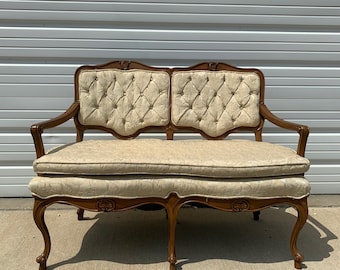 Bench Settee Loveseat French Provincial Boudoir Vanity Bed Vintage Hollywood Regency Entry Chippendale Sofa Shabby Chic Victorian Seating