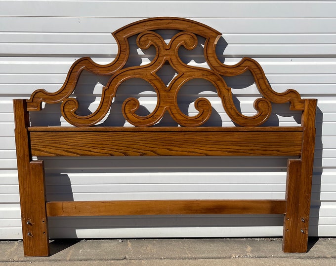 Antique Wood Headboard Carved Wood Ornate Style Elegant Boho Regency
