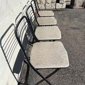 Set of 4 Folding Chairs Metal Vintage Antique Waiting Room Theater Stadium Seats Row Rustic Farmhouse Primitive Seating Chair Bench Country image 3