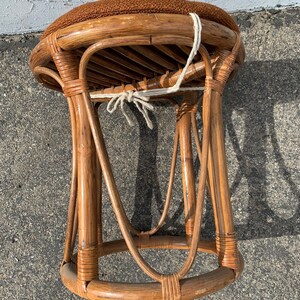 Rattan Stool Bentwood Bamboo Paul Frankl Style Ottoman Footrest Rattan Hassock Wood Vintage Seating Mid Century Furniture Bohemian Boho Chic image 8
