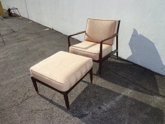 Mid Century Modern Lounge Chair Armchair Ottoman Footrest Slatted