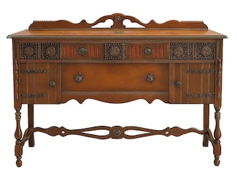 Antique Wood Buffet Cabinet Neoclassical Primitive Sideboard Hutch Arts Crafts TV Console France Country Storage Table CUSTOM Paint Avail