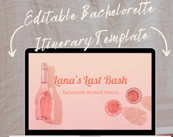 Bachelorette Itinerary Template - Powerpoint & Google Slides Compatible - The Lana Rose Champagne Charleston