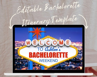 Modello di itinerario di addio al nubilato - Compatibile con Powerpoint e Presentazioni Google - L'insegna e le luci di Ashton Las Vegas