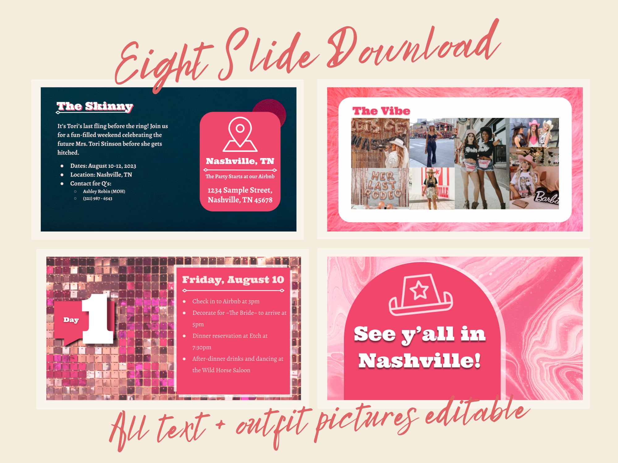 Bachelorette Itinerary Template Powerpoint & Google Slides Compatible