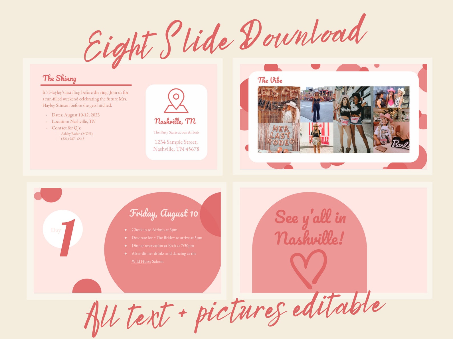 Bachelorette Itinerary Template Powerpoint & Google Slides Compatible