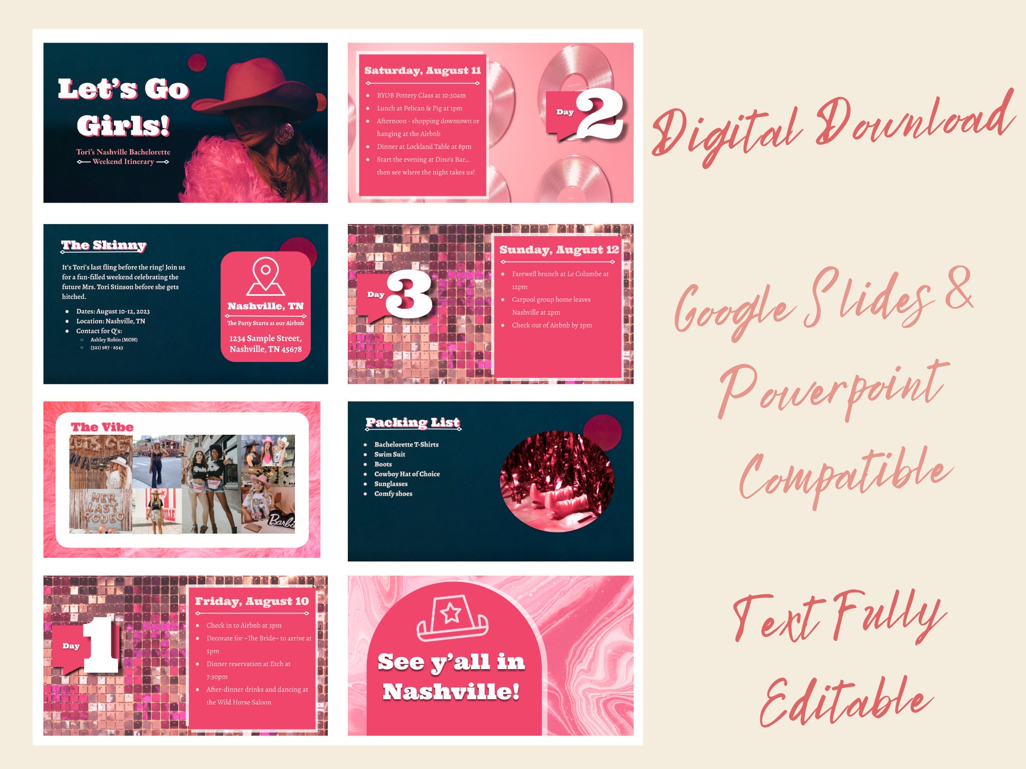 Bachelorette Itinerary Template Powerpoint & Google Slides Compatible