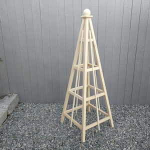 6&#39; Yellow Cedar (Nootka Cypress) | 24&quot; Base  | Sphere Finial | Solid Wood Obelisk  | Flat Pack Shipping | Stainless Steel Hardware