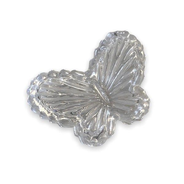 VINTAGE: Small Lead Crystal Butterfly Box Trinket Box Jewelry Box Cute Romantic Nature Bugs