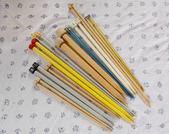 SUPPLY: Mixed Lot Knitting Needles Destash Metal Wooden Bamboo Plastic Multiple Sizes Create
