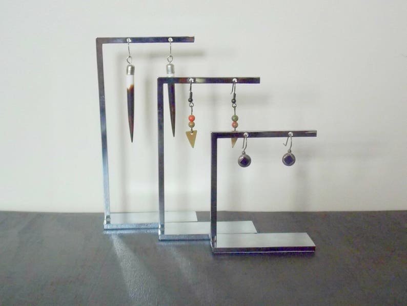 SUPPLY Lot of Three 3 Metal Matching Earring Tree Display Set Simple Modern Elegant Three Different Sizes Silver Lightweight Pretty Elegant