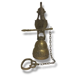 VINTAGE: Brass Monastery Bell Wall Hanging Ornate Antique Doorbell
