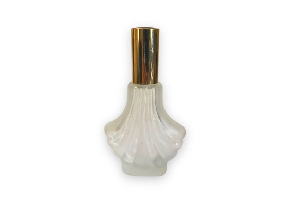 VINTAGE: Small Frosted Glass Perfume Bottle Shiny… - image 1