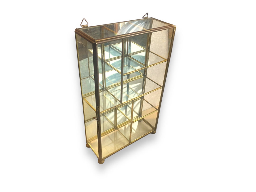 VINTAGE Brass Display Case With Hinged Latching Glass Door Etsy