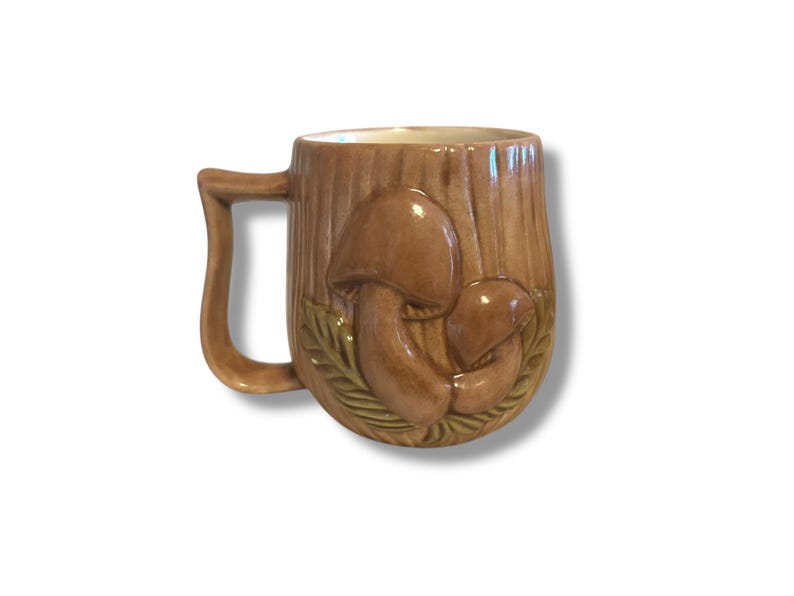 VINTAGE: Ceramic Mushroom Mug Arnel Hand Painted Cottagecore Whimsical Forest Drinking Dining Tea Coffee image 2