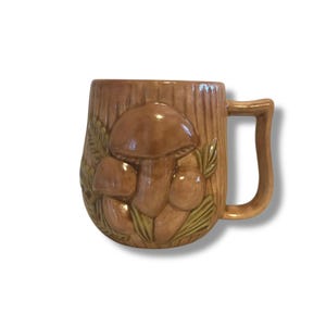 VINTAGE: Ceramic Mushroom Mug Arnel Hand Painted Cottagecore Whimsical Forest Drinking Dining Tea Coffee image 1