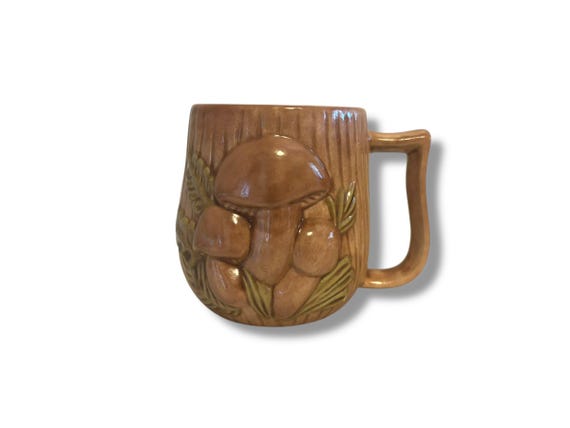 VINTAGE: Ceramic Mushroom Mug Arnel Hand Painted Cottagecore Whimsical Forest Drinking Dining Tea Coffee