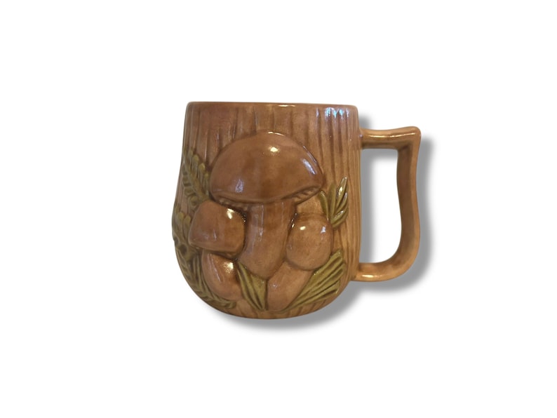 VINTAGE: Ceramic Mushroom Mug Arnel Hand Painted Cottagecore Whimsical Forest Drinking Dining Tea Coffee image 1
