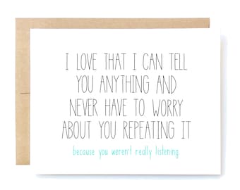 Funny Anniversary Card – Listening Love Card for Husband/Boyfriend