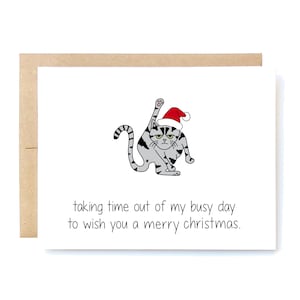 Funny Christmas Card - Cat Christmas - Christmas Card - Holiday Card - Taking Time Out.