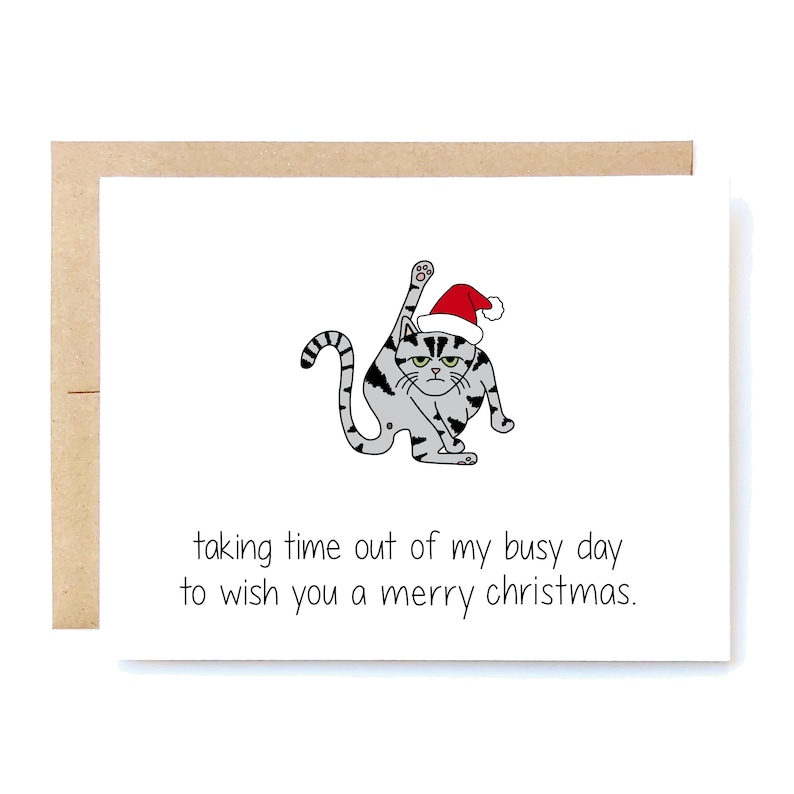 Funny Christmas Card Cat Christmas Christmas Card Etsy