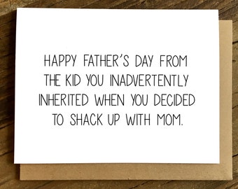 Funny Father's Day Card for Step Dad - Stepdad Card - Card for Stepdad - Inadvertently Inherited.