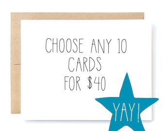 Card Set - Discount Greeting Card Bundle - 10 Pack of Cards.