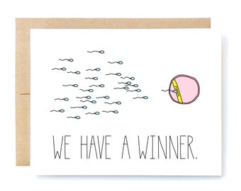 Funny Pregnancy Card - Pregnancy Announcement - Pregnancy Card - Winner.