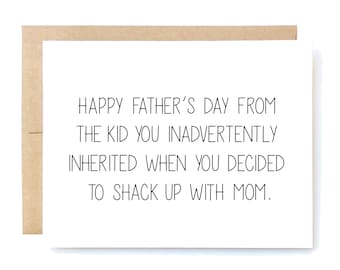 Funny Father's Day Card for Step Dad -  Stepdad Card - Card for Stepdad - Inadvertently Inherited.