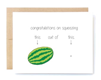 Funny New Baby Card - New Baby Card - Congratulations Card - Watermelon.