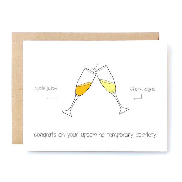 Funny Pregnancy Card - Pregnancy Card - Temporary Sobriety.